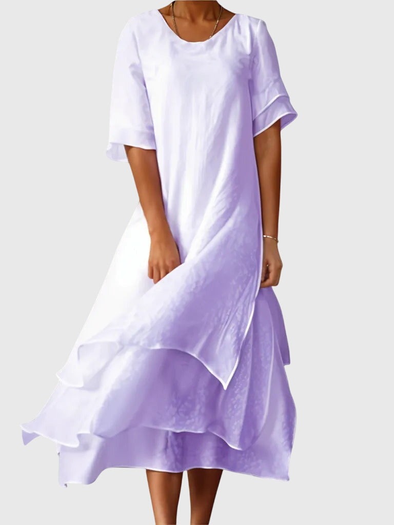 Tiered Ruffle Midi Dress - Purple