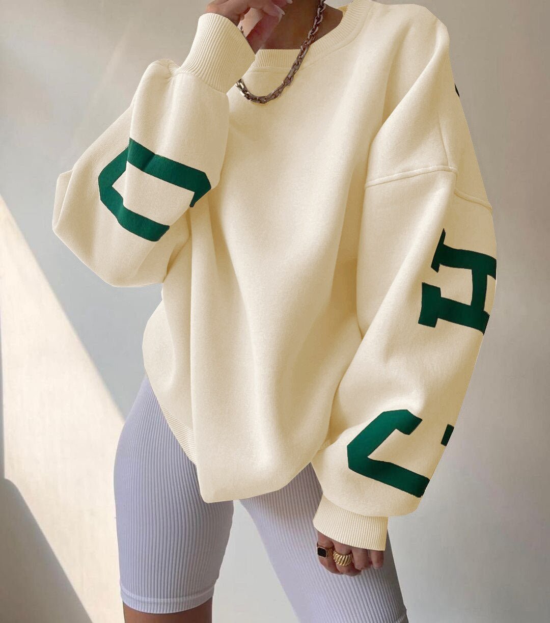 Women's Oversized Crewneck Sweatshirt - Cream