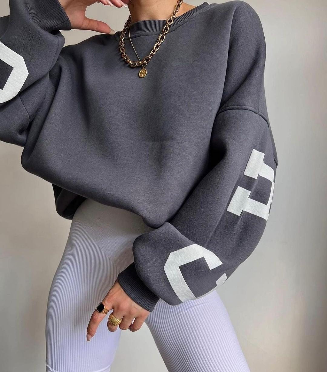 Women's Oversized Crewneck Sweatshirt - Grey