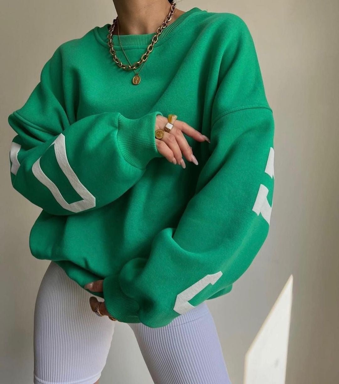 Women's Oversized Crewneck Sweatshirt - Green