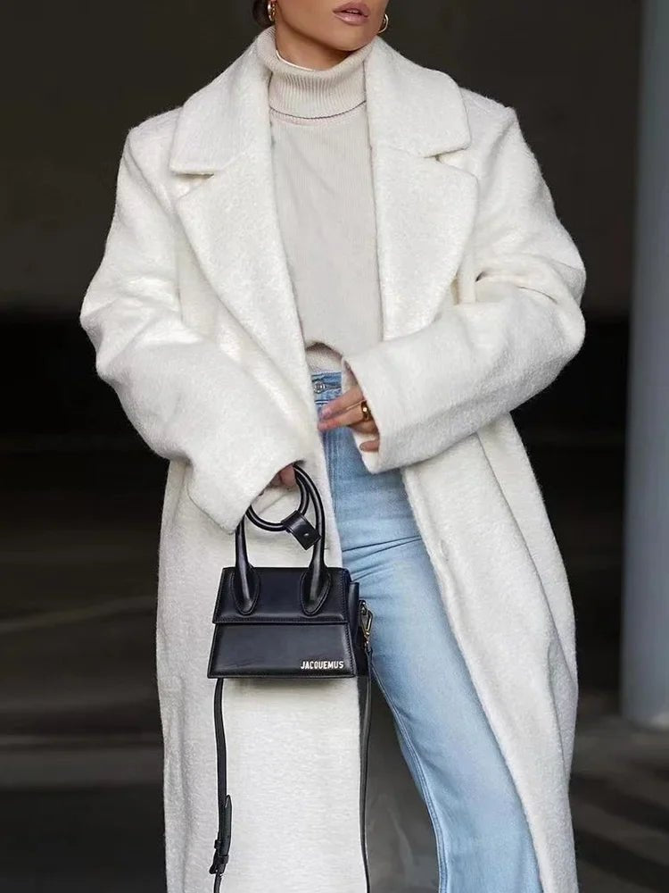 Women's Oversized Wool Coat - White