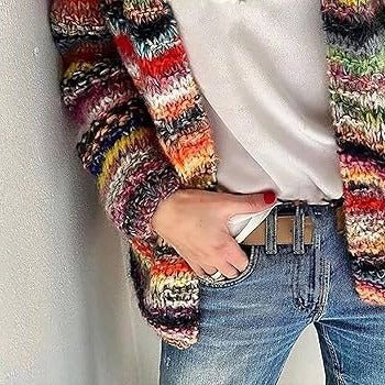 Women's Striped Wool Cardigan