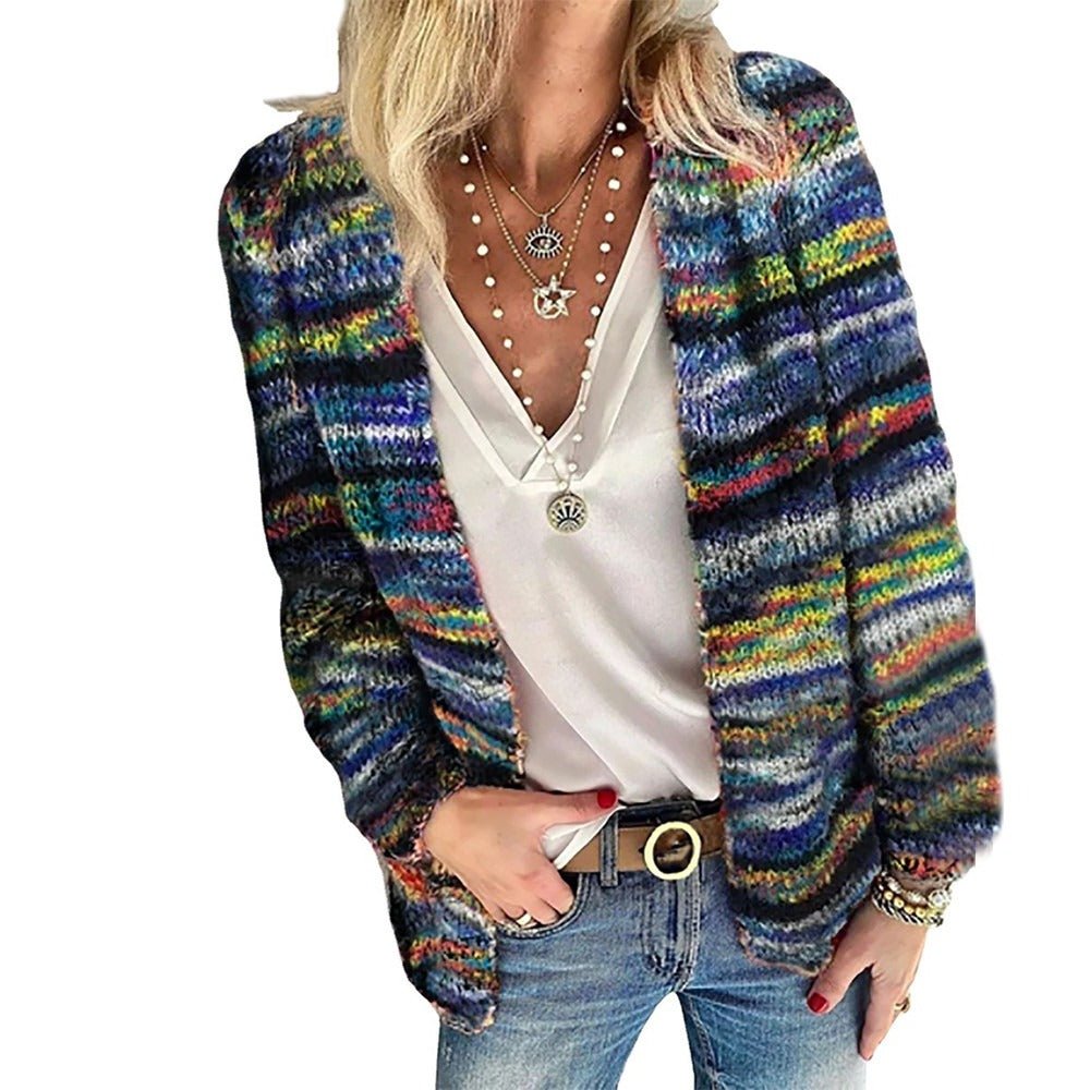 Women's Striped Wool Cardigan
