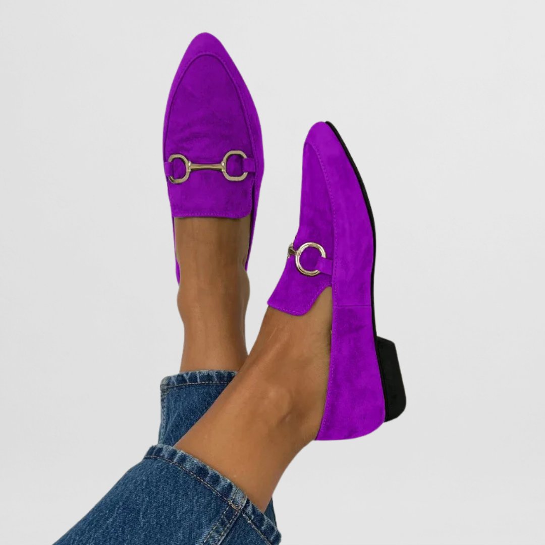 Women's Suede Pointed-Toe Loafers - Purple