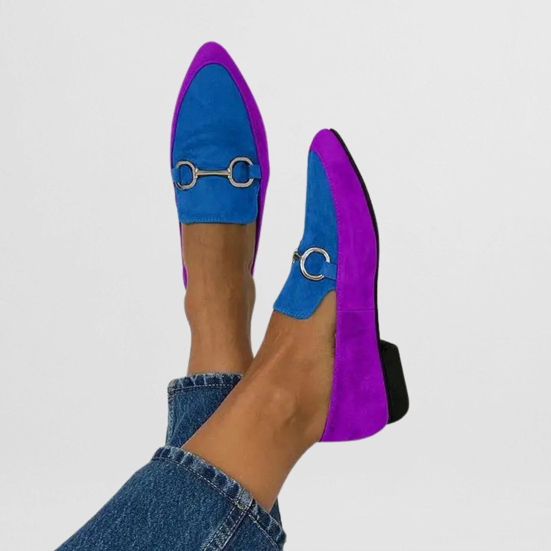 Women's Suede Pointed-Toe Loafers - Purple Blue