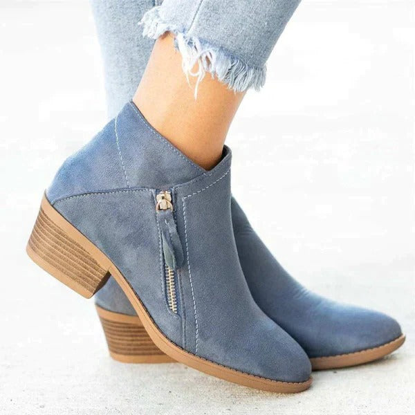 Aurora Women's Suede Block Heel Ankle Boots 1