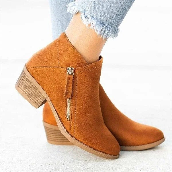 Aurora Women's Suede Block Heel Ankle Boots 2