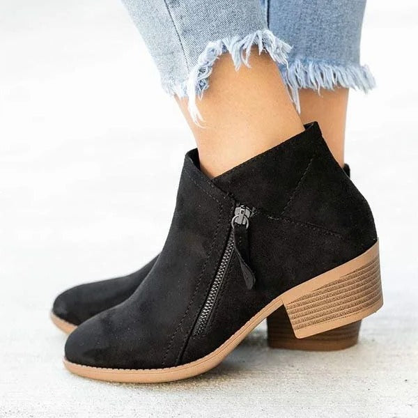 Aurora Women's Suede Block Heel Ankle Boots 3