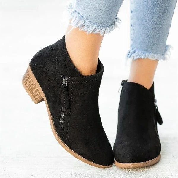 Aurora Women's Suede Block Heel Ankle Boots 4