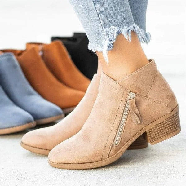 Aurora Women's Suede Block Heel Ankle Boots 5