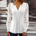 Women's Floral Knit Henley Blouse - Floral White