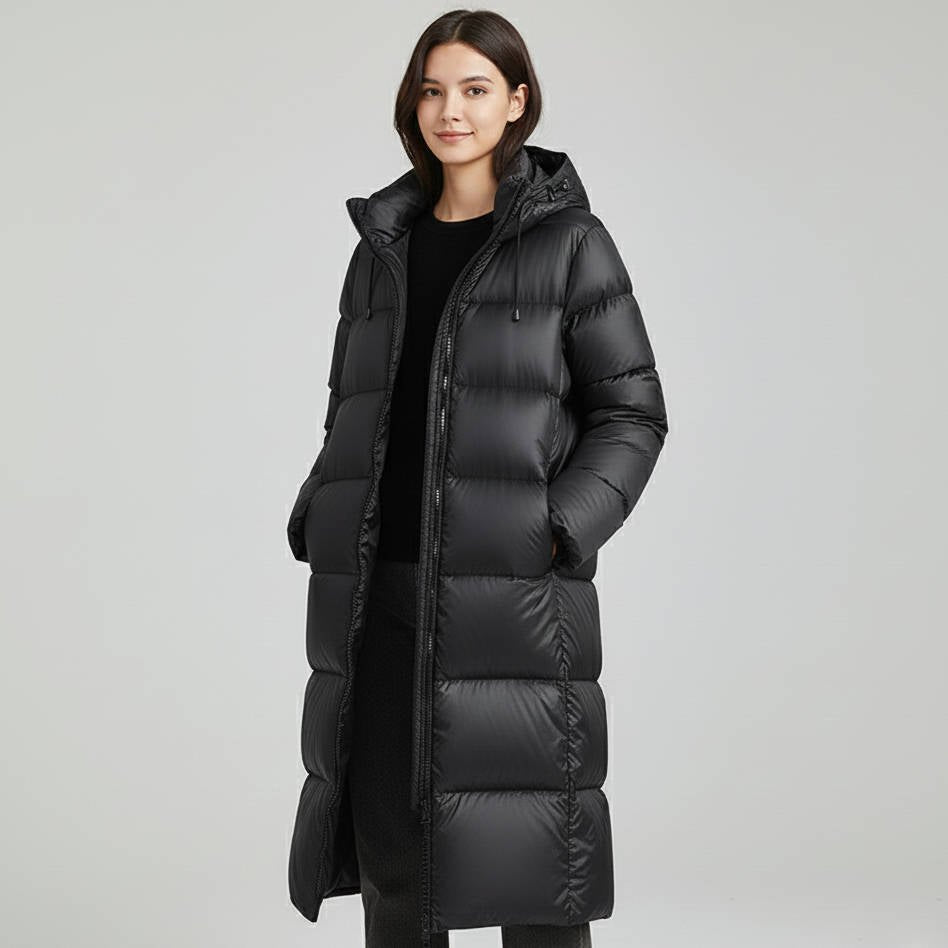 Women's Hooded Long Puffer Coat - S