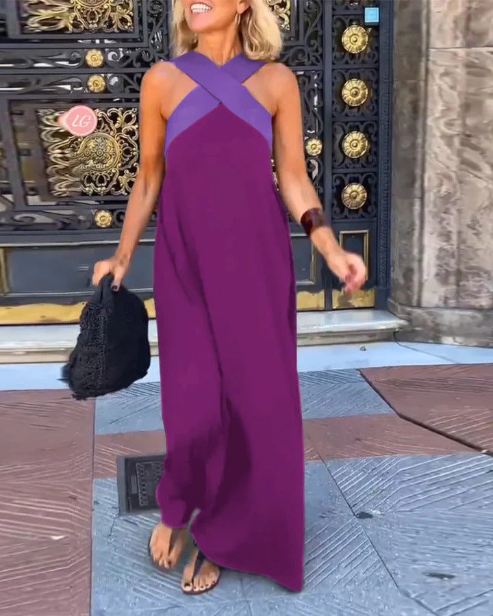 Vacation Halter Maxi Dress - Purple