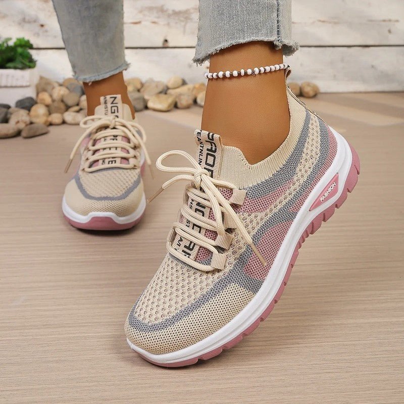 Women's Knit Platform Sneakers - Khaki Pink