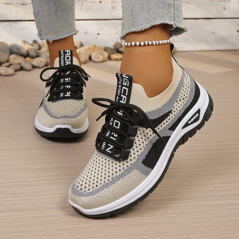 Women's Knit Platform Sneakers - Black Khaki