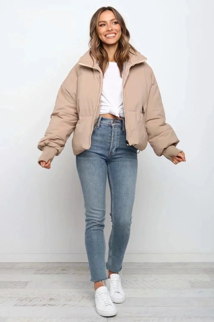 Women's Nylon Cropped Puffer Jacket