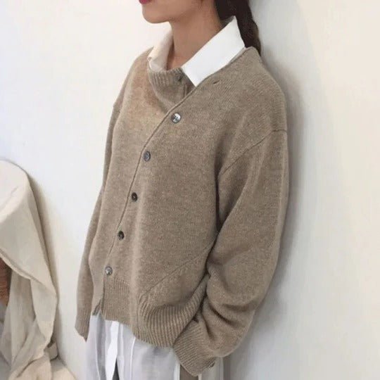 Women's Oversized Knit Cardigan - Brown
