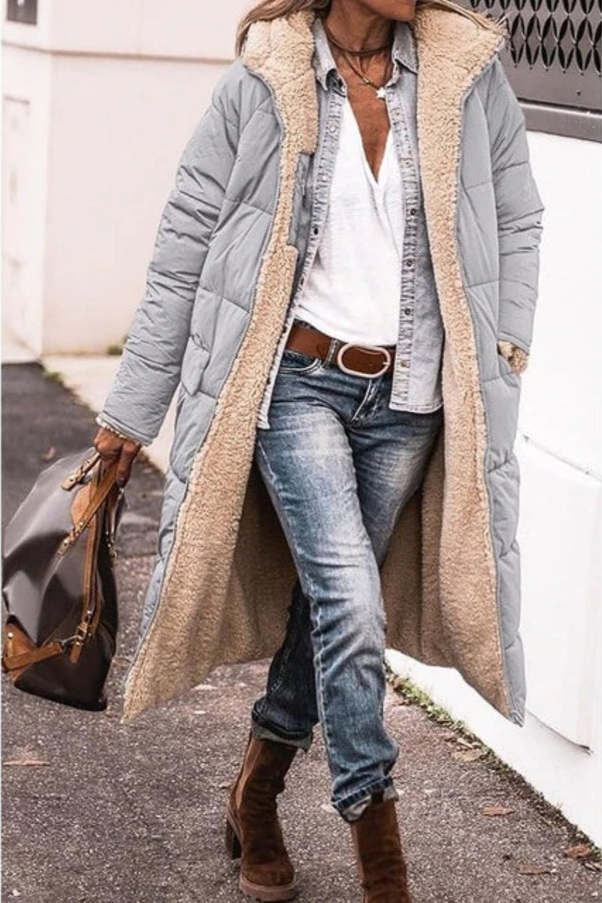 Women's Oversized Puffer Coat - Gray