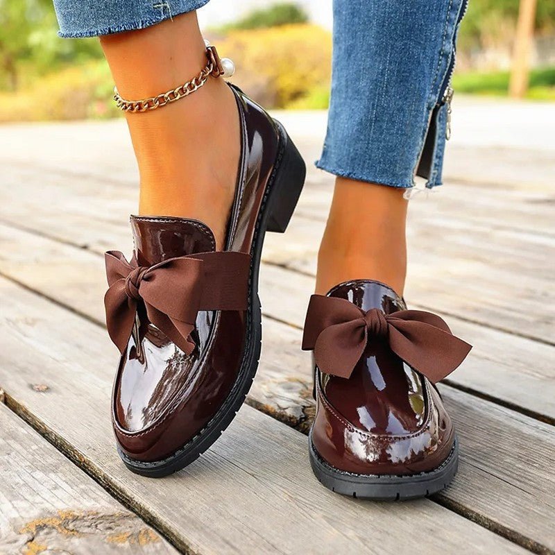 Women's Patent Leather Bow Loafers