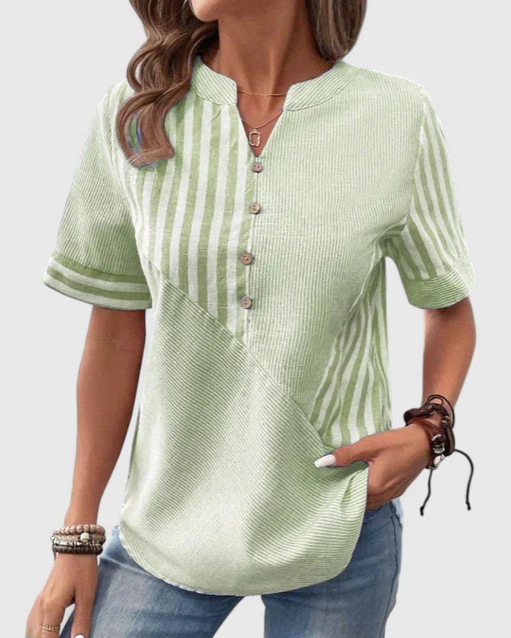 Women's Striped V-Neck Blouse