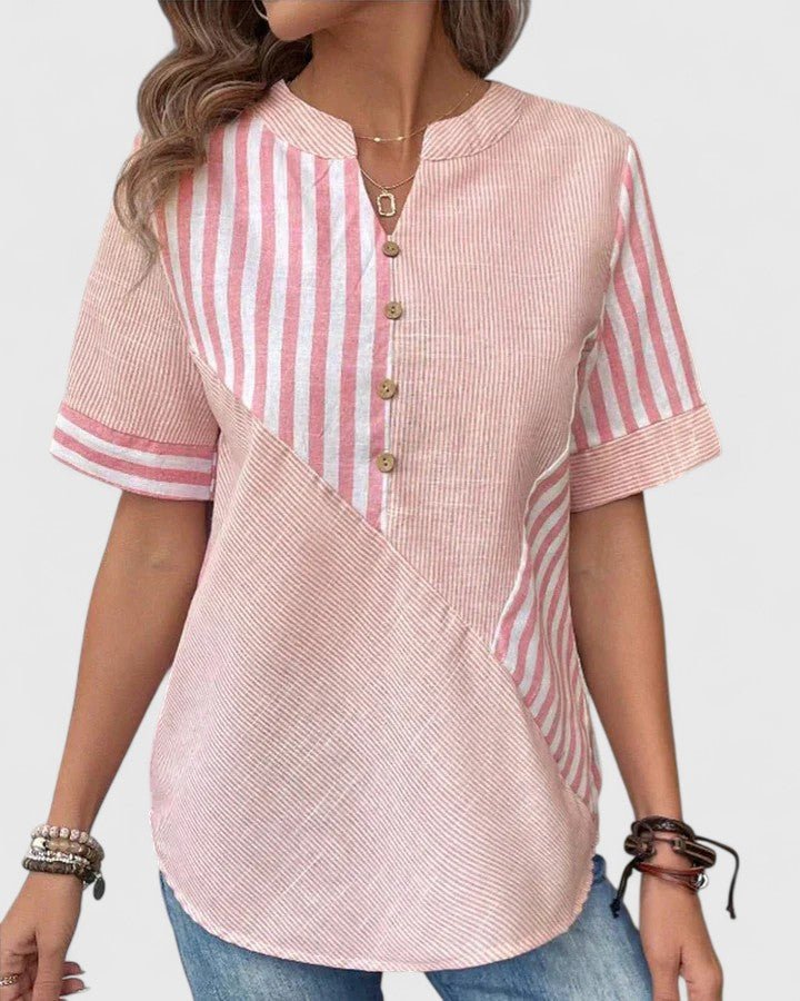 Women's Striped V-Neck Blouse