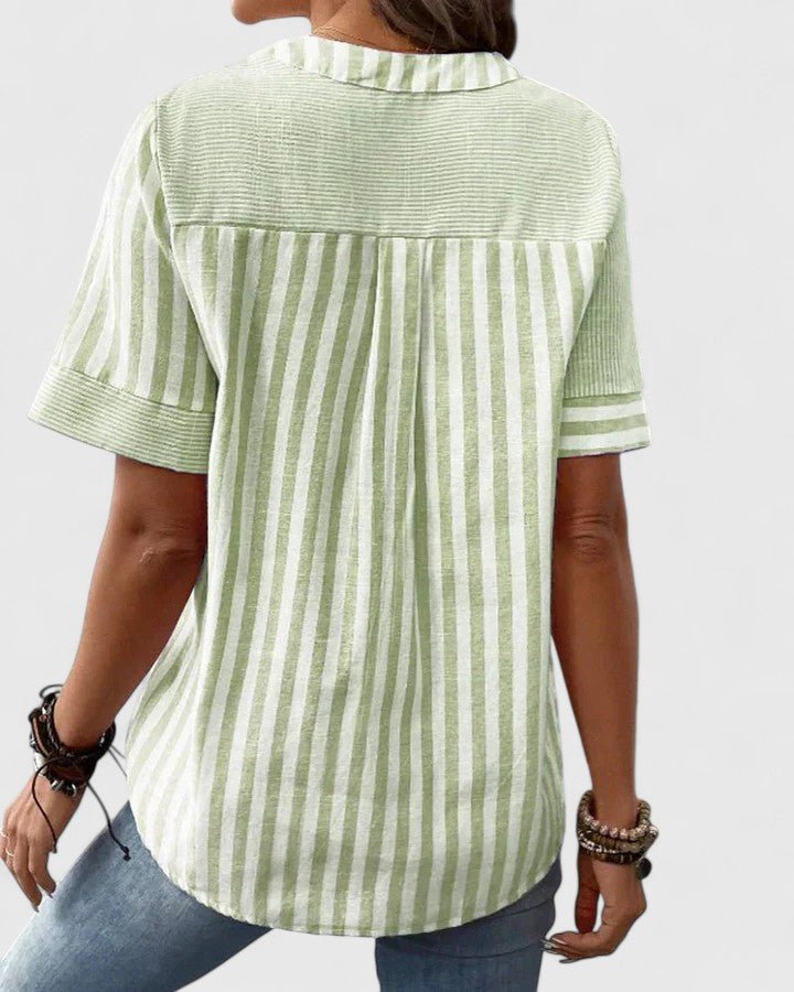 Women's Striped V-Neck Blouse