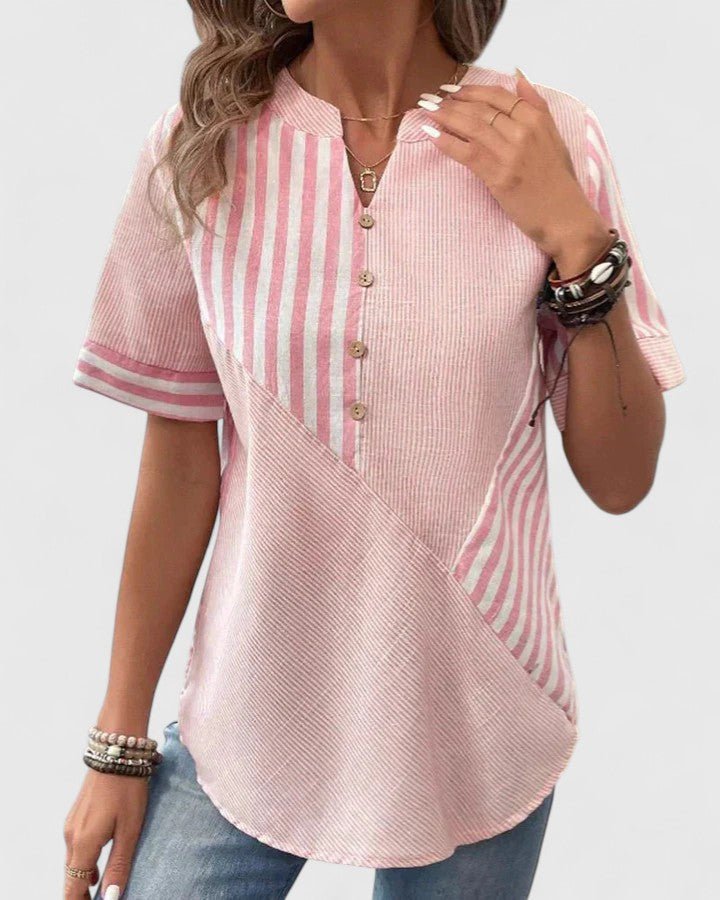 Women's Striped V-Neck Blouse