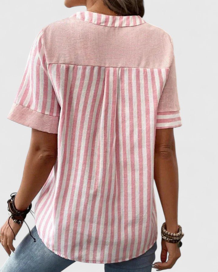 Women's Striped V-Neck Blouse