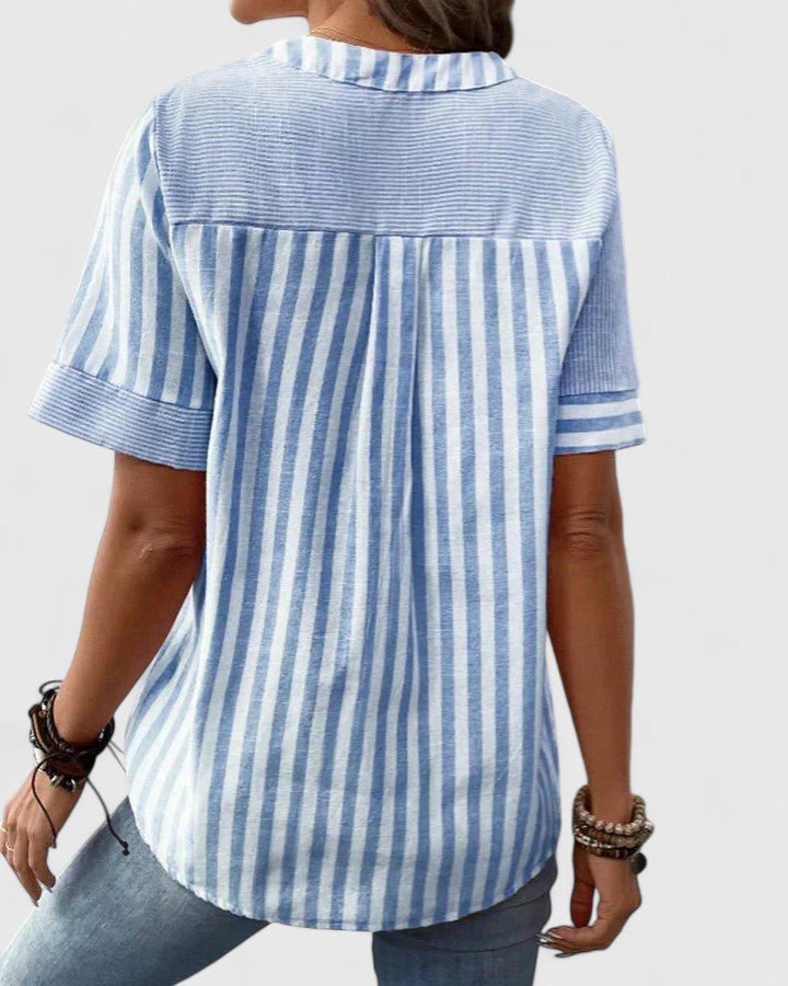 Women's Striped V-Neck Blouse