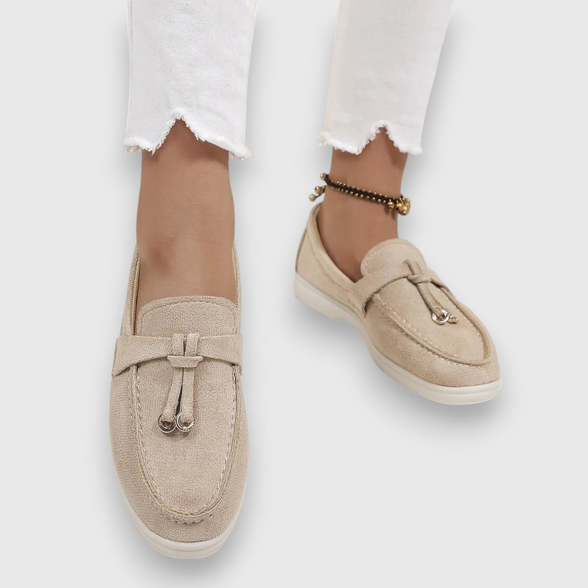 Women's Suede Slip-On Loafers - Beige