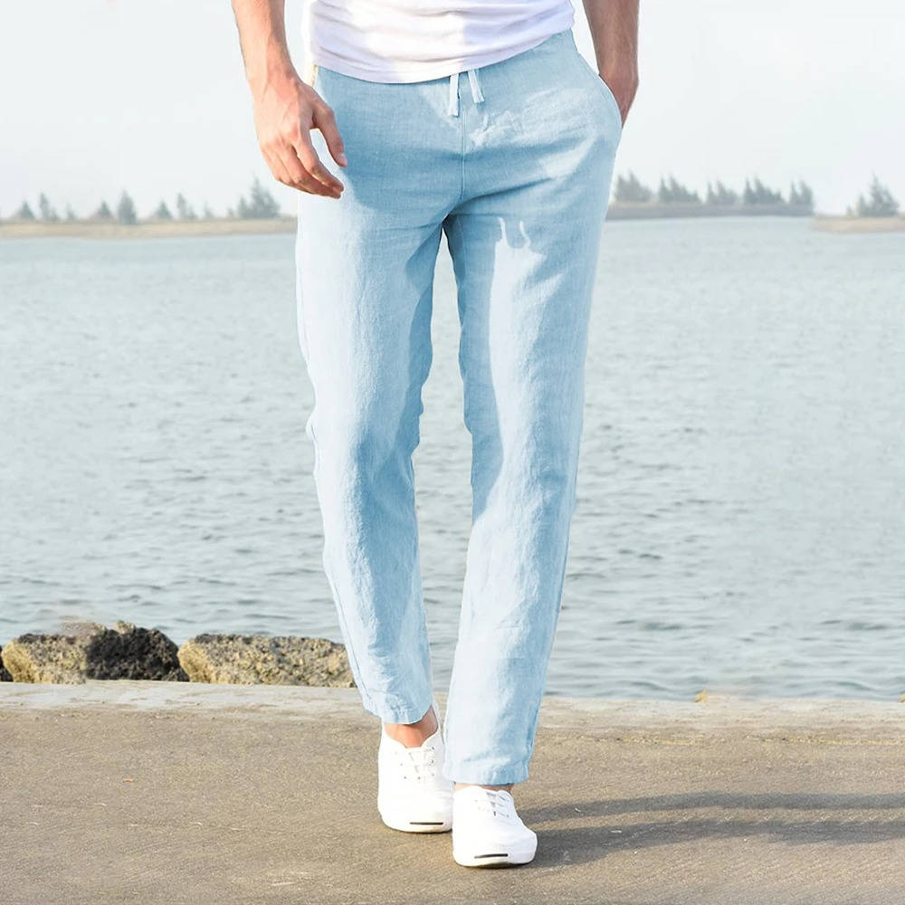 Barnaby Men's Linen Drawstring Trousers 1