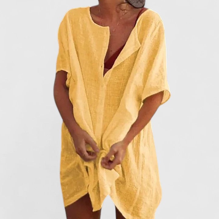 Beach Cover Up Dress - Yellow