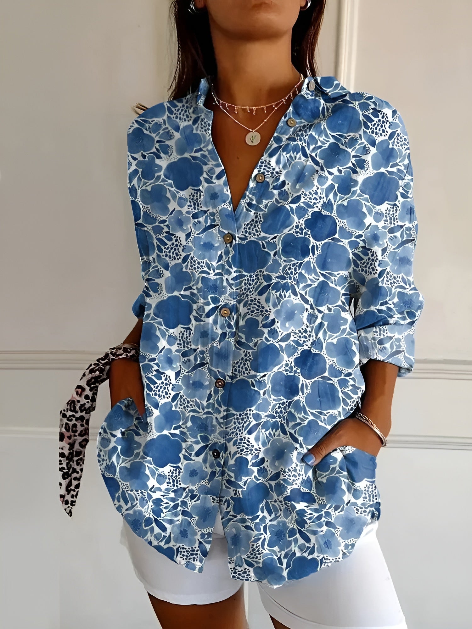 Beatrice Women's Printed Long Sleeve Blouse 1