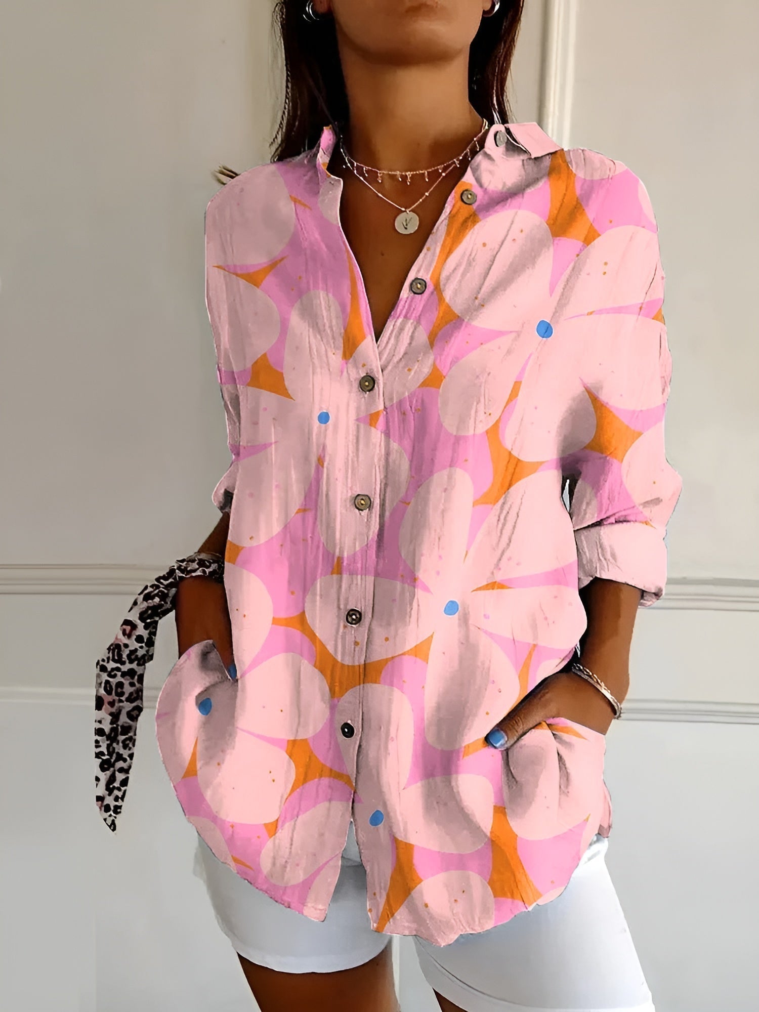 Beatrice Women's Printed Long Sleeve Blouse 6