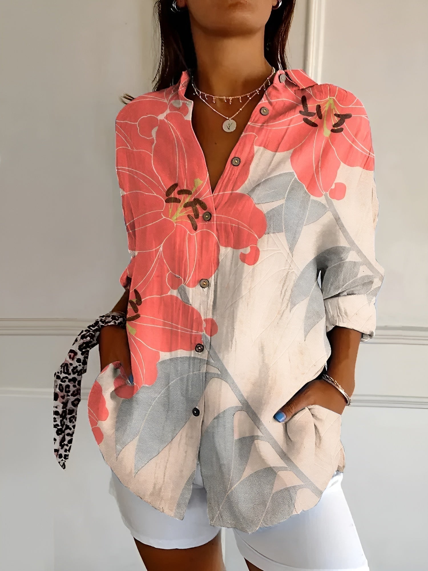 Beatrice Women's Printed Long Sleeve Blouse 7