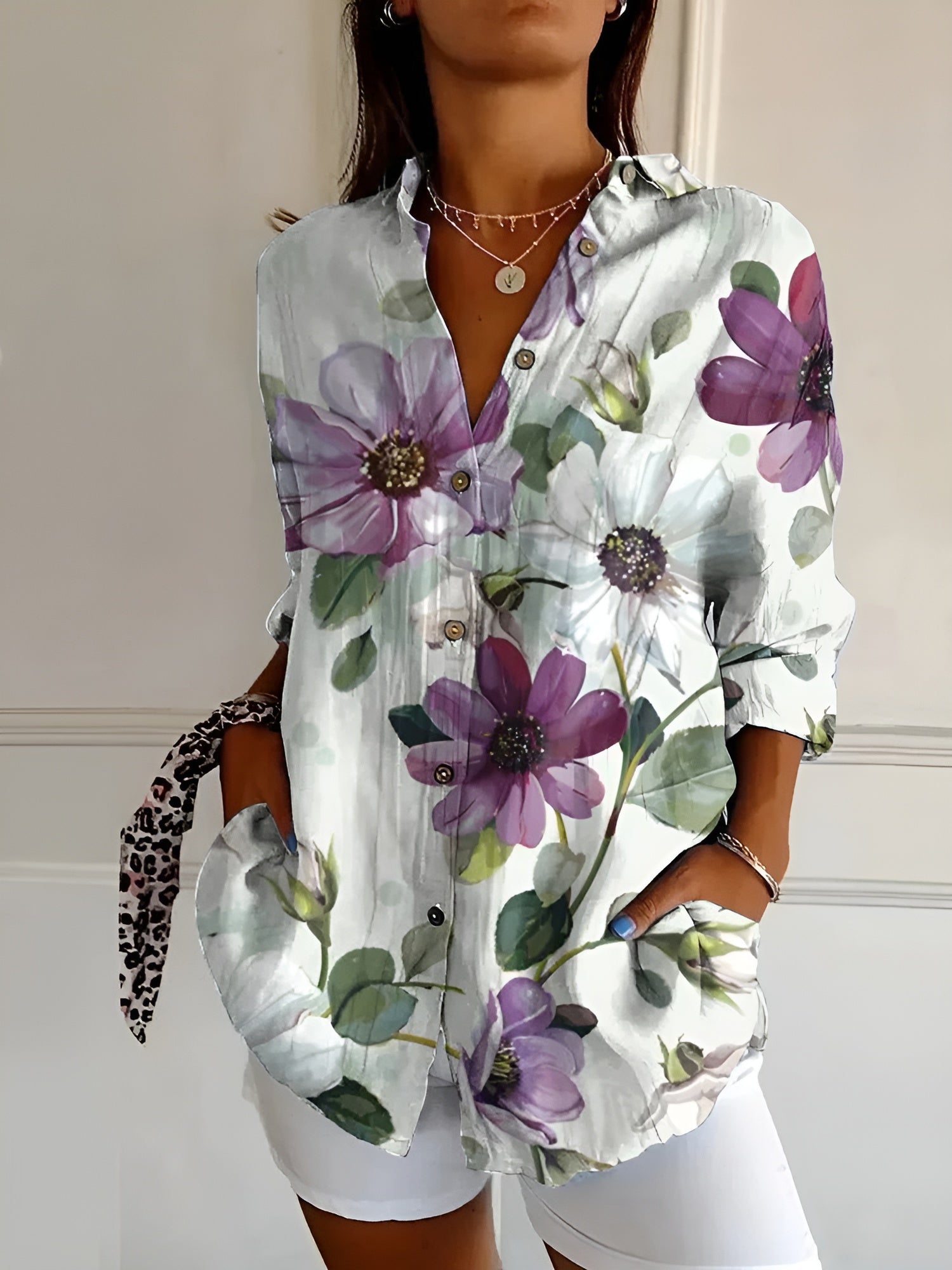 Beatrice Women's Printed Long Sleeve Blouse 8