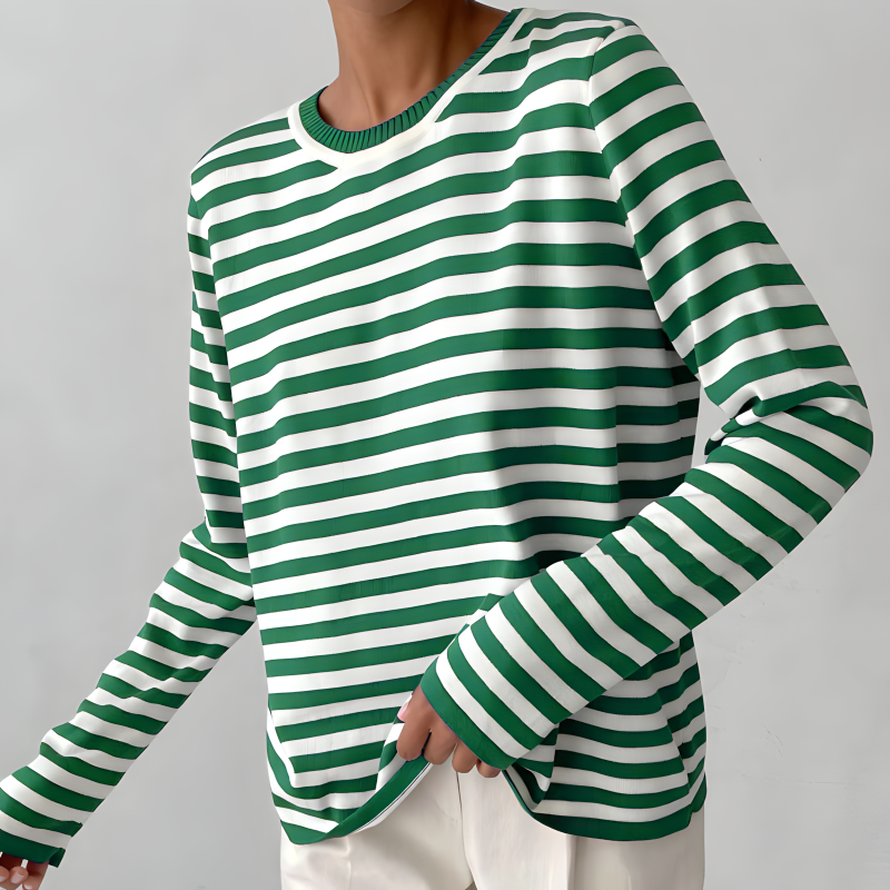 Beatrice Women's Striped Cotton Pullover Sweater 2