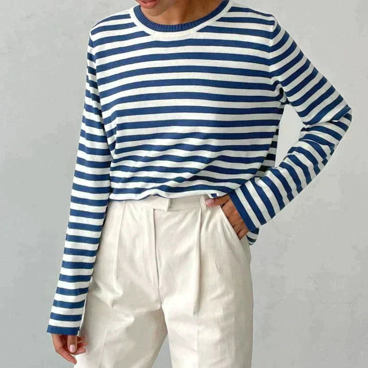 Beatrice Women's Striped Cotton Pullover Sweater 3