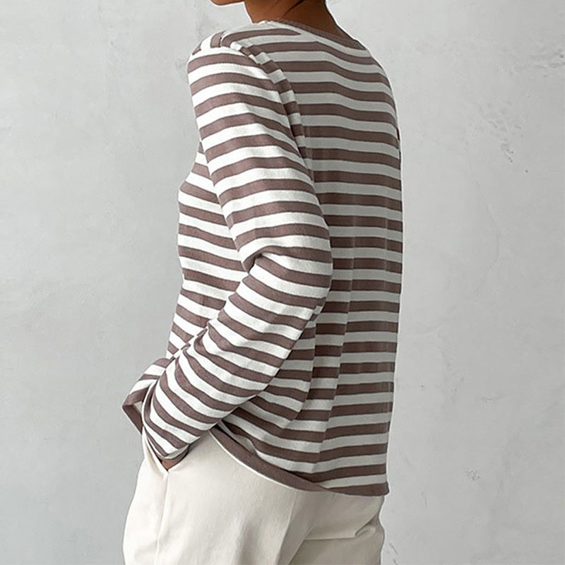Beatrice Women's Striped Cotton Pullover Sweater 9