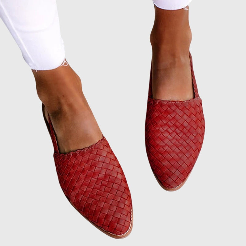 Beatrice Women's Woven Leather Pointed Toe Flats 2