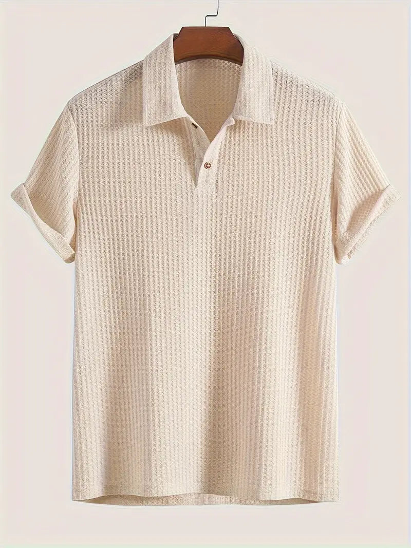 Benjamin Men's Ribbed Short Sleeve Polo Shirt 2