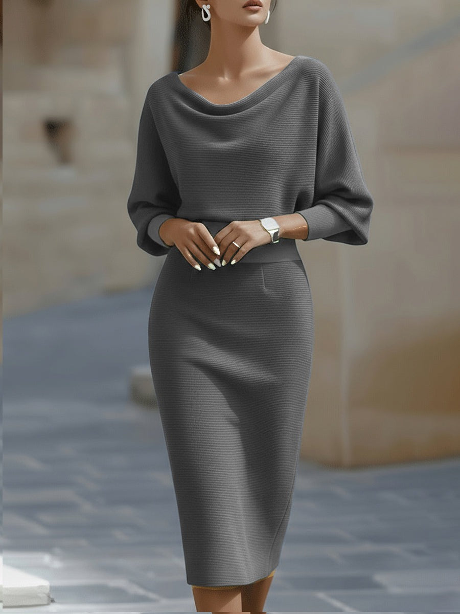 Bodycon Midi Sweater Dress - Gray
