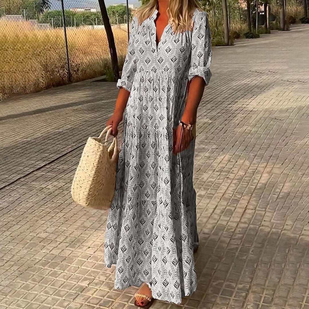 Boho Tiered Maxi Dress - Grey