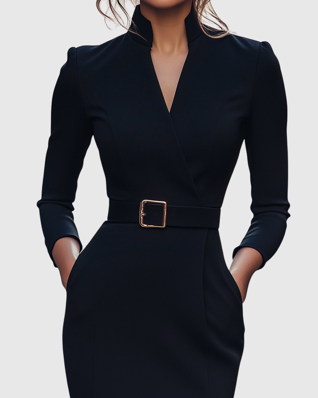 Brooke Women's Belted Long Sleeve Midi Dress 3