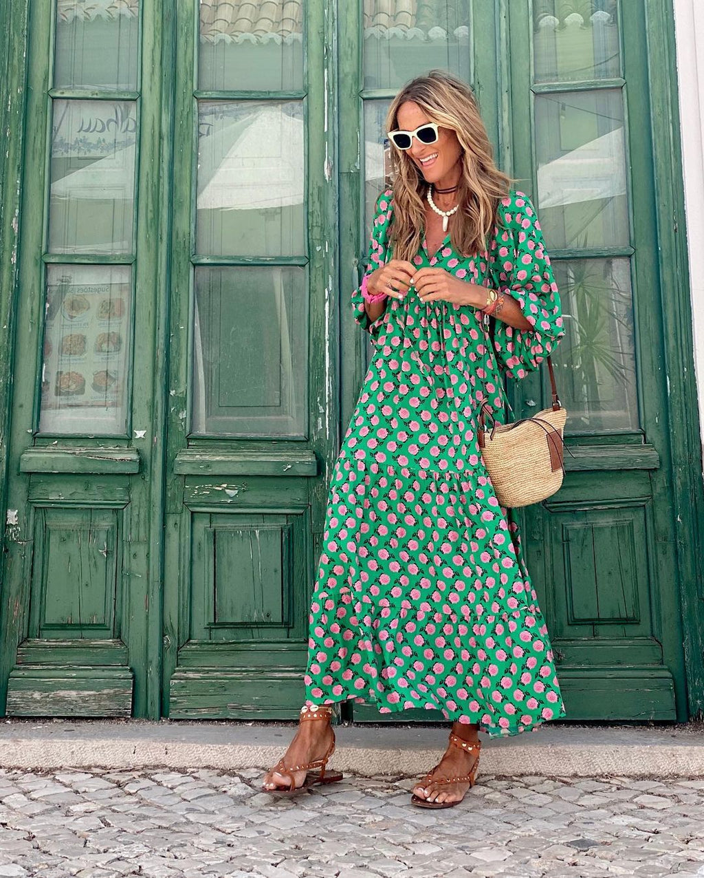 Brooke Women's Polka Dot Long Sleeve Maxi Dress 4