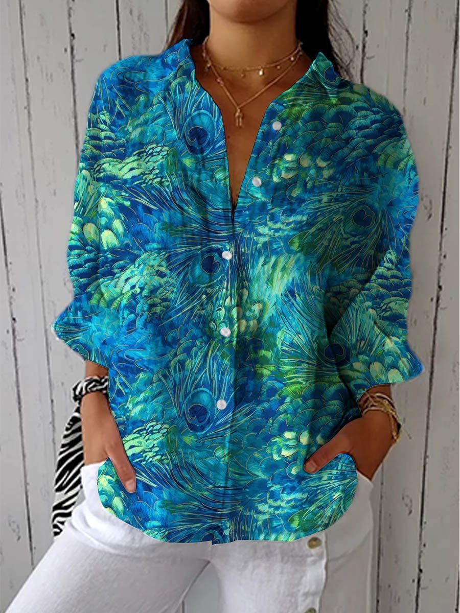Women's Chiffon V-Neck Blouse - Multicolor