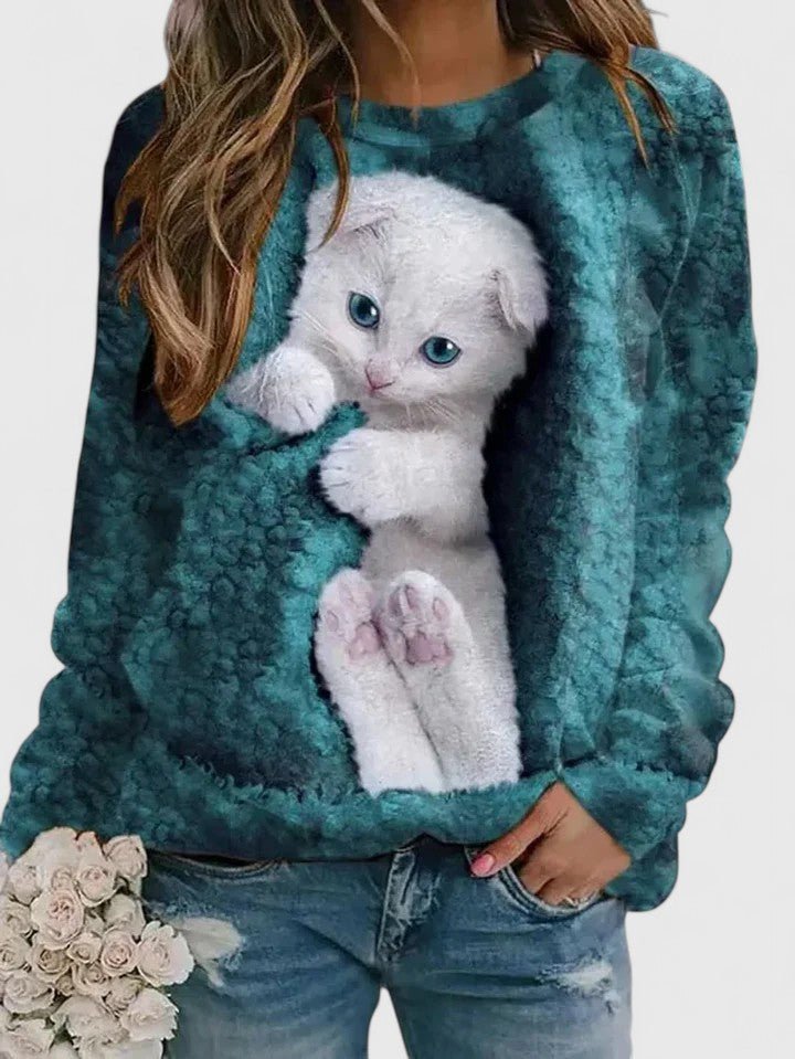 Women's Knit Graphic Sweatshirt - Ocean Blue