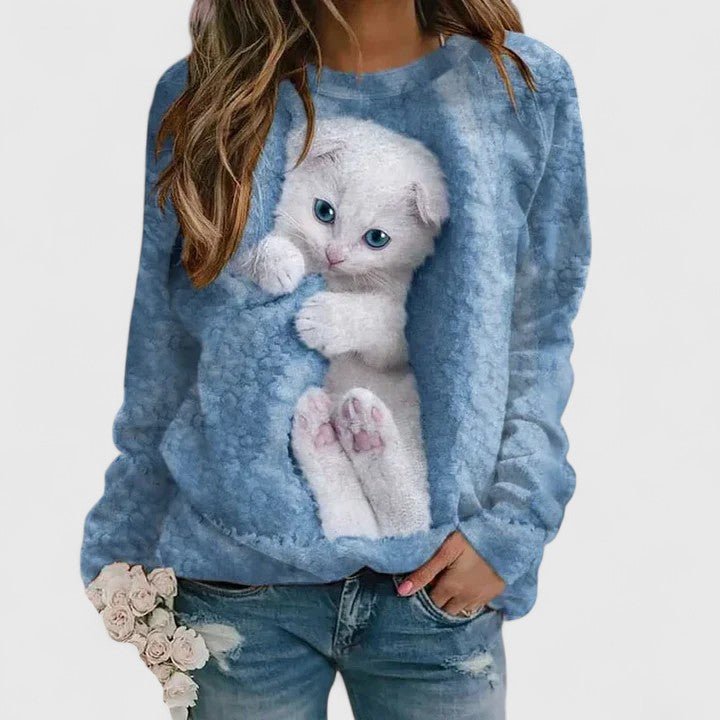 Women's Knit Graphic Sweatshirt - Blue
