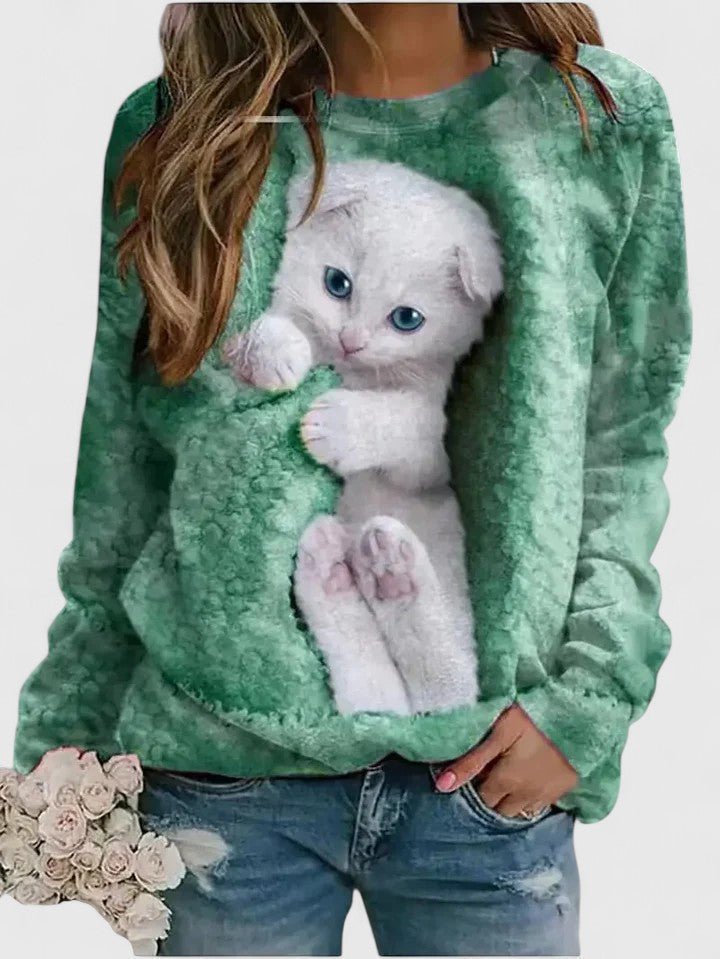 Women's Knit Graphic Sweatshirt - Green