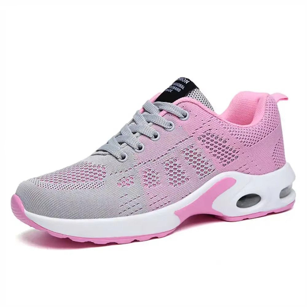 Women's Knit Running Sneakers - Pink Gray